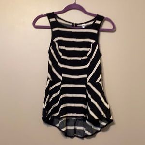 Xhilaration Black Striped Sleeveless Peplum Top, Small